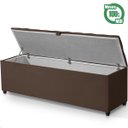 Ver imagem 4 de Recamier Baú Berlim Veludo Marrom Queen 1,50m Estofado Pés Pvc Preto