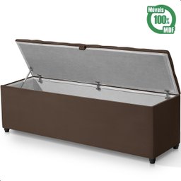 Recamier Baú Berlim Veludo Marrom Queen 1,50m Estofado Pés Pvc Preto - 4