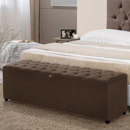 Recamier Baú Berlim Veludo Marrom Queen 1,50m Estofado Pés Pvc Preto - 2
