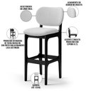 Ver imagem 4 de Kit 2 Banquetas Alta Bar Cozinha Sala Jantar Fixa Betta L02 Preto Linho Cinza - Lyam Decor