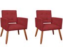 Ver imagem 1 de Kit 2 Poltronas Decorativa Camila Suede Marsala Pés Madeira Ms Decor