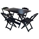 Ver imagem 1 de Conjunto Jogo De Mesa Com 4 Cadeiras De Madeira Dobravel 120X70 Preto - Preto