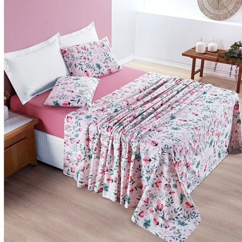 Jogo de Lençol Cama Solteiro 3 Peças Micropercal 200 Fios Avere:bothanica