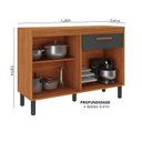 Ver imagem 3 de Balcão Cozinha 2 Portas 1 Gavetas 120cm com Tampo Cinza/Cinamomo/Grafite