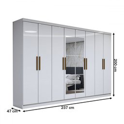Guarda-roupa Casal Odisseia 8 Portas 4 Gavetas com Espelho Branco - Panorama Móveis - 4