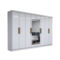 Guarda-roupa Casal Odisseia 8 Portas 4 Gavetas com Espelho Branco - Panorama Móveis - 3