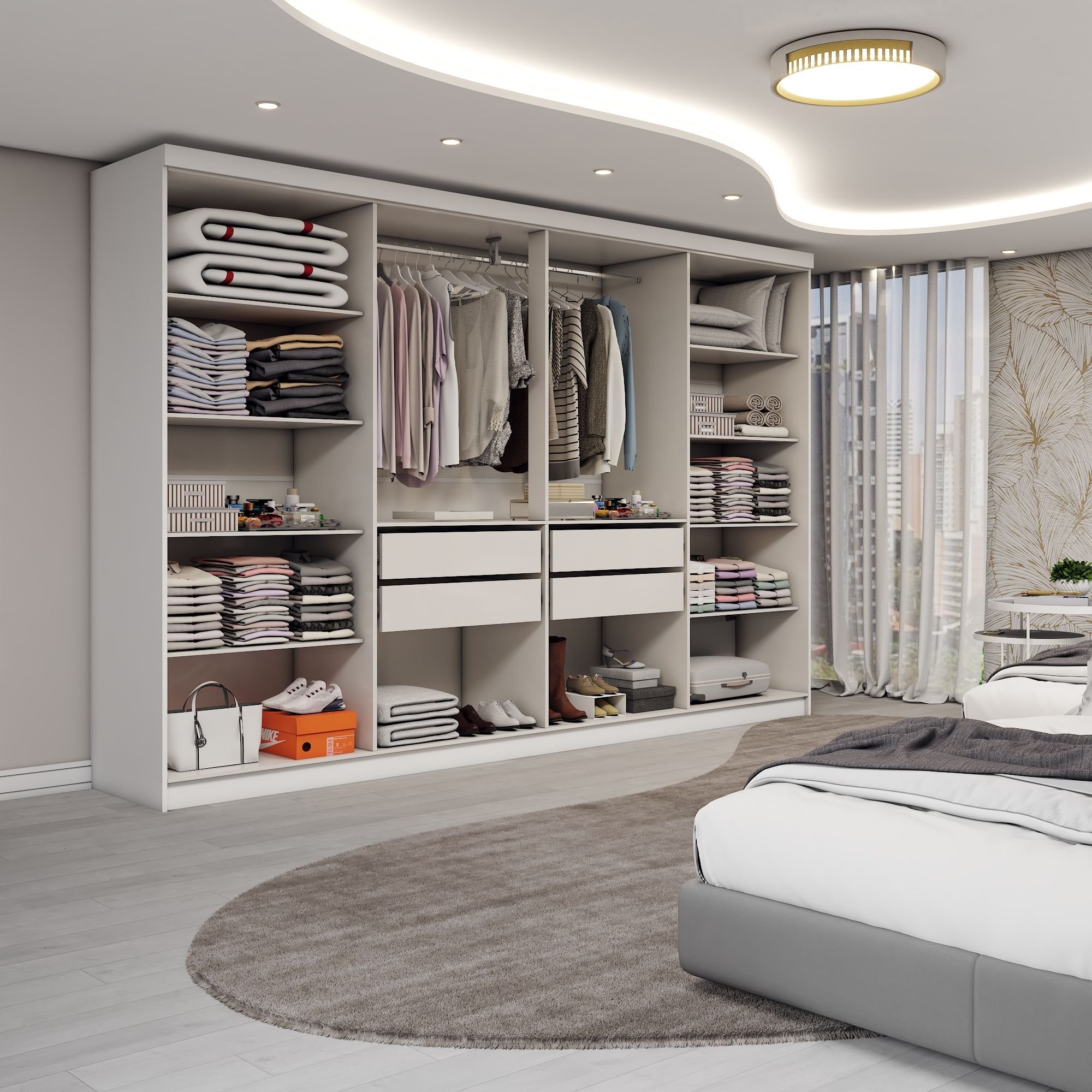 Guarda-roupa Casal Odisseia 8 Portas 4 Gavetas com Espelho