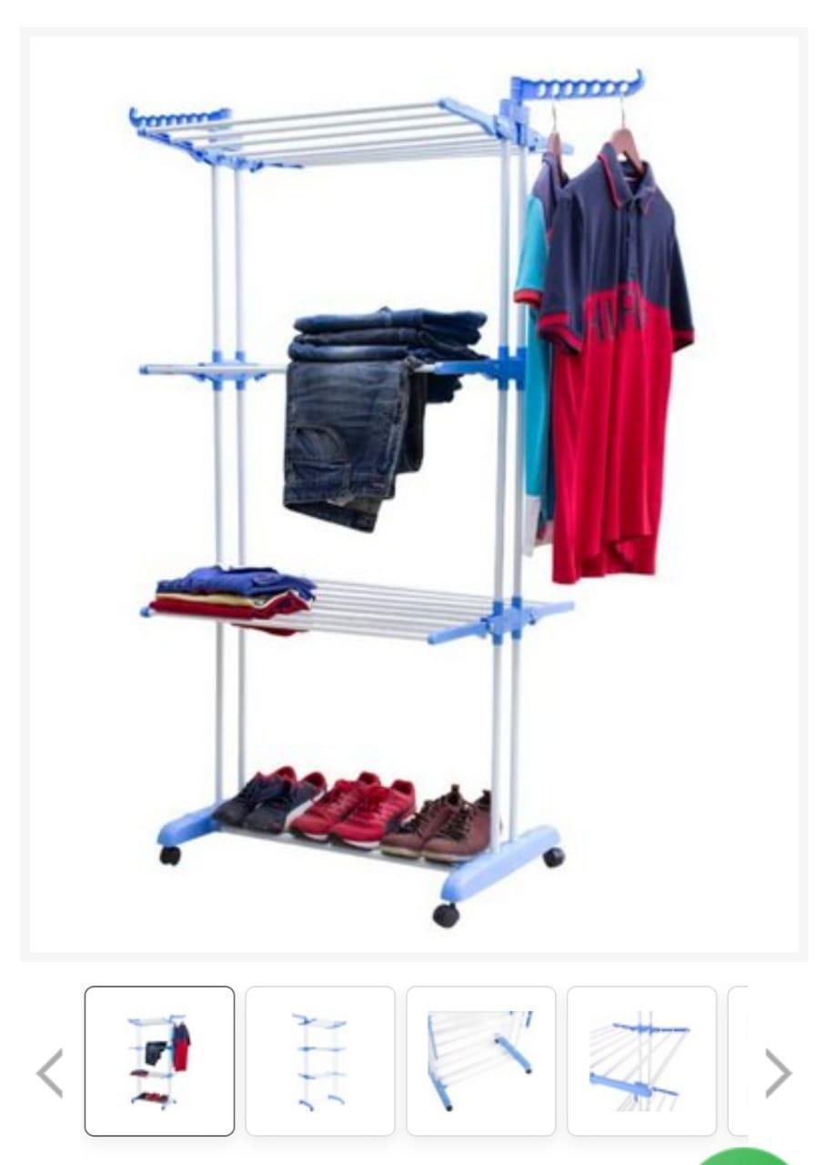 Varal para Roupas Dobrável de Aço Chão Inoxidável Rodinhas - 2