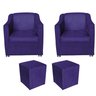 Kit 2 Poltronas Decorativas Tilla e 2 Puffs Dado Suede Roxo - Móveis Mafer - 1