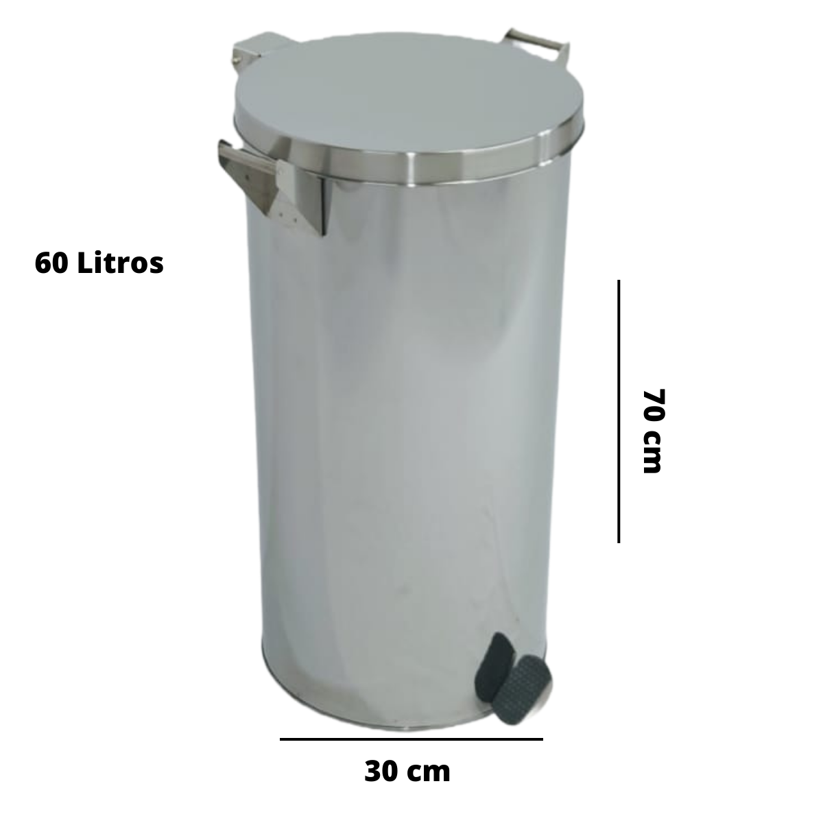 Lixeira Pedal e Alça 60l em Aço Inox 30x70 - 4