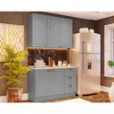 Ver imagem 1 de Kit de Cozinha Completa 3 Peças Americana (1 Aéreo. 1 Balcão, 1 Complemento) Cinza - Henn