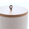 Potiche Decorativo de Cerâmica com Tampa de Bambu com Pegador de Corda Lines Branco 10x10x12,5cm Col - 2