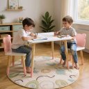 Ver imagem 2 de Mesa e 2 Cadeiras Infantil Urso Kit Livro Educativo em Madeira - Rosa Bebê