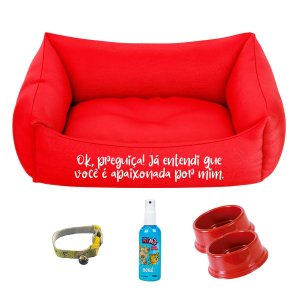 Kit Pet Com Cama Cachorro Gato M 57X37 Preguiça