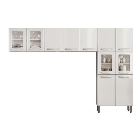 Cozinha Compacta Evidence 3 Peças (2 Armários + 1 Paneleiro) CPT55 Branco - Bertolini
