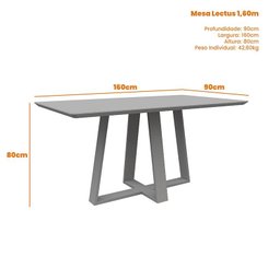 Mesa de Jantar Lectus Tampo Chanfrado 160x90 Ipê/Off White - PR Móveis - 4 Mesa de Jantar Lectus Tampo Chanfrado 160x90 Ipê/Off White - PR Móveis - 4