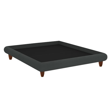 Cama Casal Japonesa 156cm Pés Madeira Haru Veludo Cinza - Sallar Home