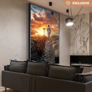 Quadro Decorativo Jesus e a Cruz Sala Quarto Casa Escritório