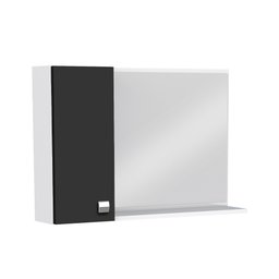 Espelheira para Banheiro em Madeira Moara Branca com Preto - Cozimax - 2