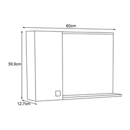 Espelheira para Banheiro em Madeira Moara Branca com Preto - Cozimax - 3