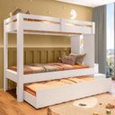 Ver imagem 3 de Beliche Infantil/Juvenil com Cama Auxiliar e Escada Multifuncional Moon Yescasa Branco