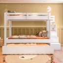 Ver imagem 2 de Beliche Infantil/Juvenil com Cama Auxiliar e Escada Multifuncional Moon Yescasa Branco