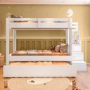 Ver imagem 2 de Beliche Infantil/Juvenil com Cama Auxiliar e Escada Multifuncional Moon Yescasa Branco