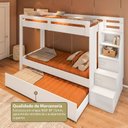 Ver imagem 7 de Beliche Infantil/Juvenil com Cama Auxiliar e Escada Multifuncional Moon Yescasa Branco