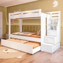 Ver imagem 1 de Beliche Infantil/Juvenil com Cama Auxiliar e Escada Multifuncional Moon Yescasa Branco
