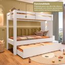 Ver mais imagens de Beliche Infantil/Juvenil com Cama Auxiliar e Escada Multifuncional Moon Yescasa Branco