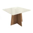 Ver imagem 1 de Mesa P/ Cozinha Lótus C/ Tampo Madeirado C/ Vidro 105x105m Freijó/off White - Kappesberg