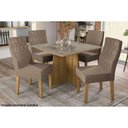 Ver imagem 2 de Mesa P/ Cozinha Lótus C/ Tampo Madeirado C/ Vidro 105x105m Freijó/off White - Kappesberg