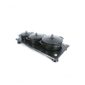 Kit Panela Mini Fogão Lenha Alumínio Fundido Craqueada Preto