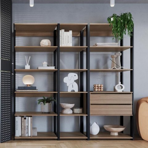 Guarda-Roupa Closet Modulado com 2 Gavetas 160cm Multimóveis Crpro-CLO008 Preto/Madeirado