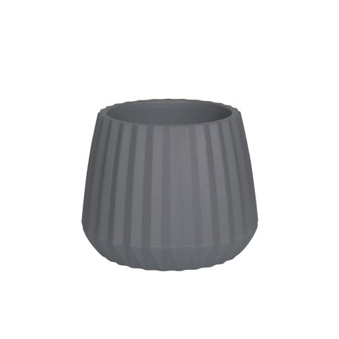 Vaso Cachepot Wave 25cm Cinza Mor