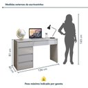 Ver imagem 4 de Conjunto 2 Peças com Escrivaninha 100% MDF Berlim e Cadeira Escritório Diretor Giratória Yescasa Cinza/Off White/Preto