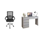 Ver imagem 2 de Conjunto 2 Peças com Escrivaninha 100% MDF Berlim e Cadeira Escritório Diretor Giratória Yescasa Cinza/Off White/Preto