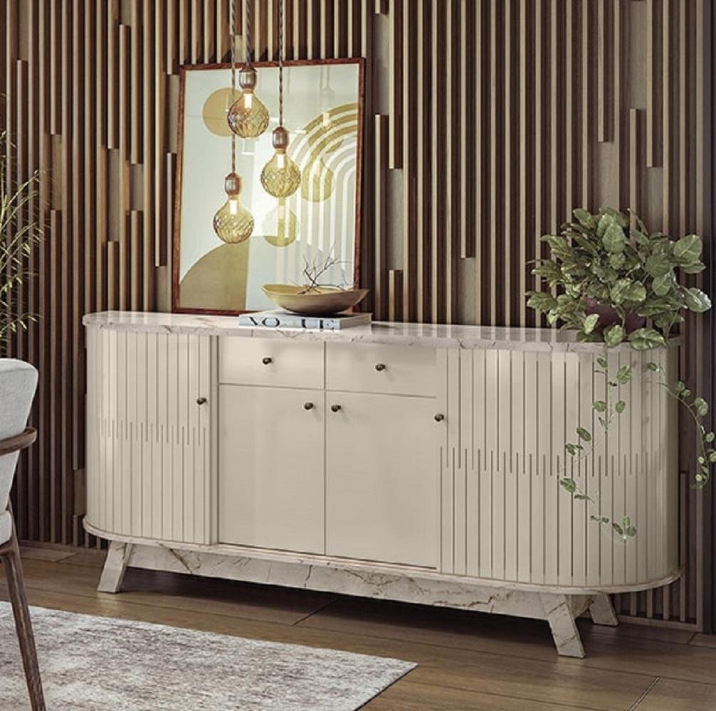 Aparador Buffet Mônaco 1,83m Calacata Off White Madetec