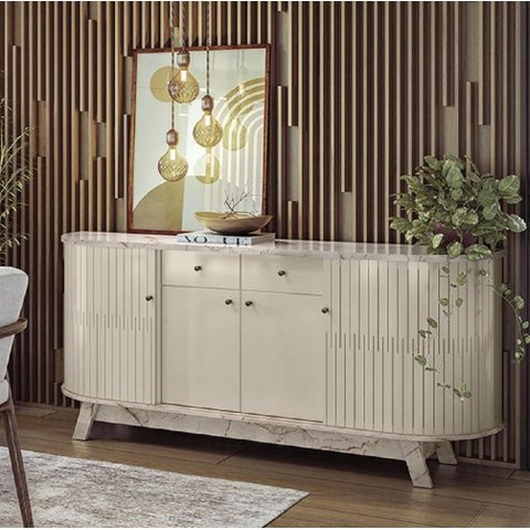 Aparador Buffet Mônaco 1,83m Calacata Off White Madetec