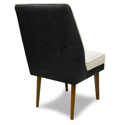 Cadeira De Jantar Virgínia Composê Linho Bege E Courissimo Preto - 2
