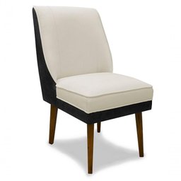 Cadeira De Jantar Virgínia Composê Linho Bege E Courissimo Preto - 1