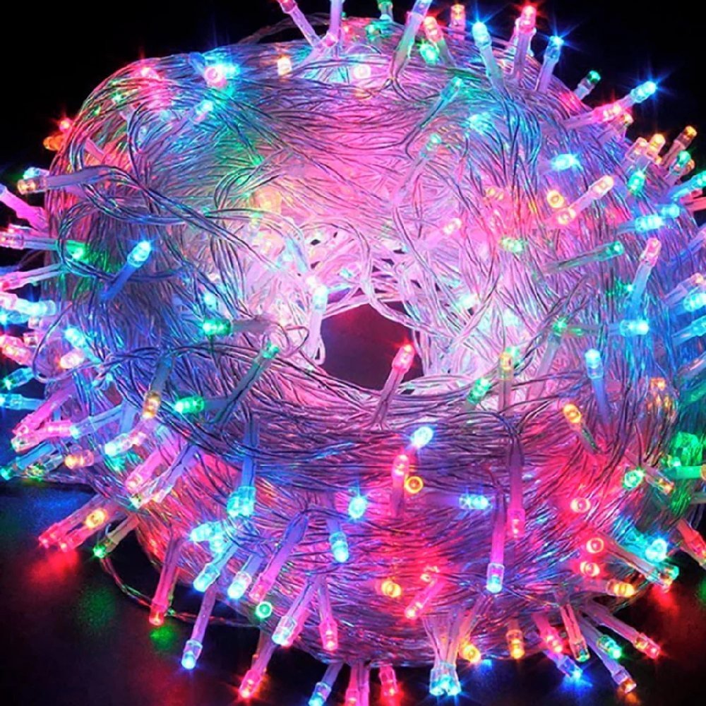 Conjunto de Luzes Natal C/ 100leds 10m 4w Luz Multicolor 8 Funções - Lumanti