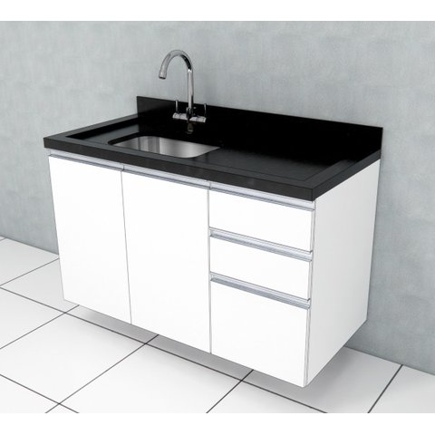 Gabinete Pia 100% Mdf Branco 120X50X70cm