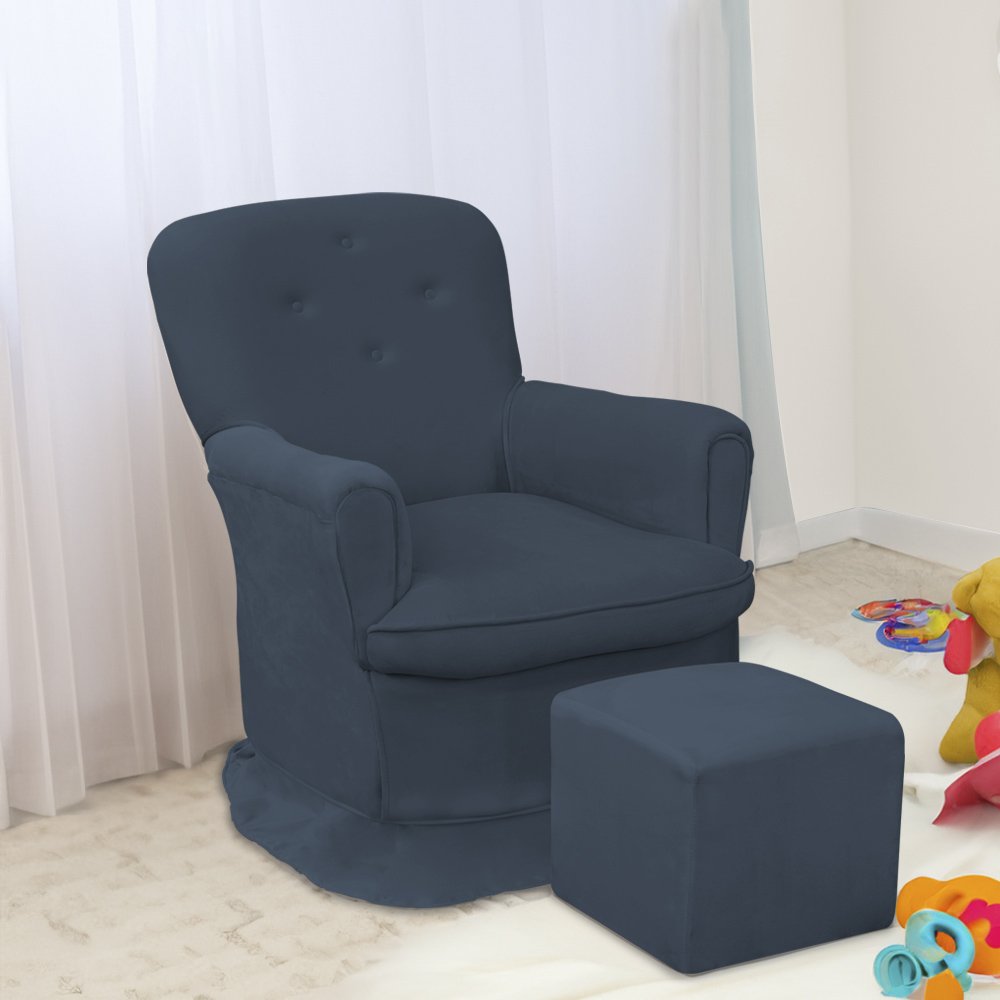 Poltrona Amamentação Quarto Fiorela com Puff Linduras Home Shop:azul Marinho