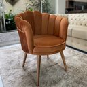 Ver imagem 5 de Kit Duas Poltronas Pétala em Sued Premium Terracota Sua Casa Decorações Pés Madeira Claro