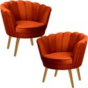 Ver imagem 1 de Kit Duas Poltronas Pétala em Sued Premium Terracota Sua Casa Decorações Pés Madeira Claro