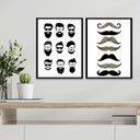 Ver imagem 1 de Kit 2 Quadros Tipos de Barba Cabelo e Bigode 33x24cm - com Vidro:madeira Branca