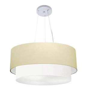 Pendente Cilíndrico Bege e Branco MJ-4179 Para Mesa de Jantar
