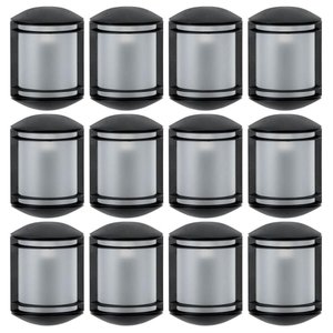 Conjunto 12 Arandelas Externas Pretas Fachada Jardim Muro Bivolt Luminária de Parede