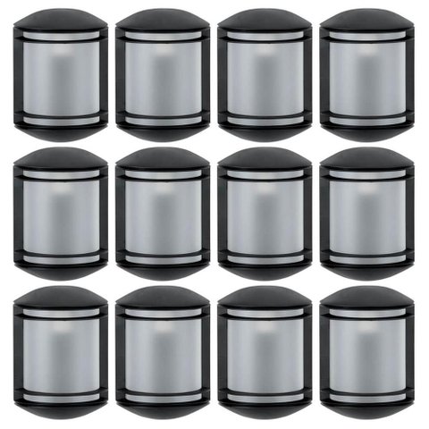 Conjunto 12 Arandelas Externas Pretas Fachada Jardim Muro Bivolt Luminária de Parede